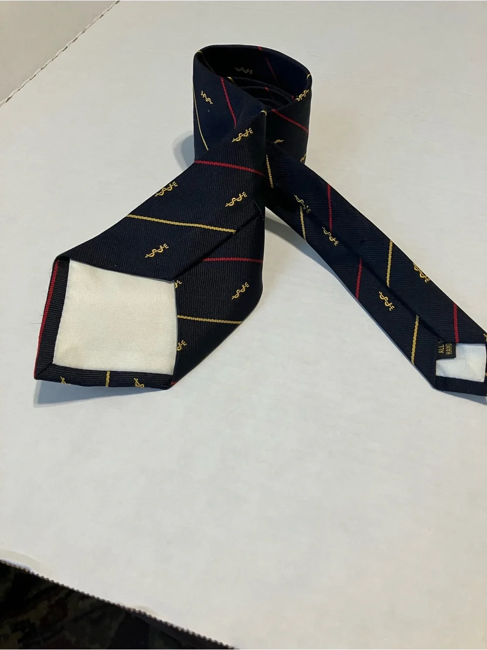 Ben Silver Repp tie Silk Navy Red Gold Royal Army Medical